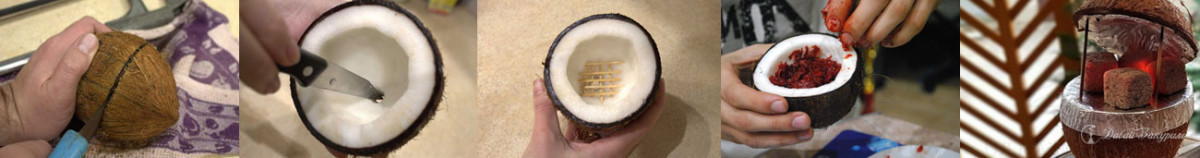 Як зробити кальян на кокосі - послідовність дій