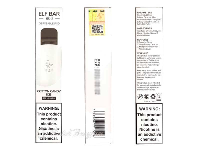 Электронная сигарета Elf Bar 800 Cotton Candy Ice