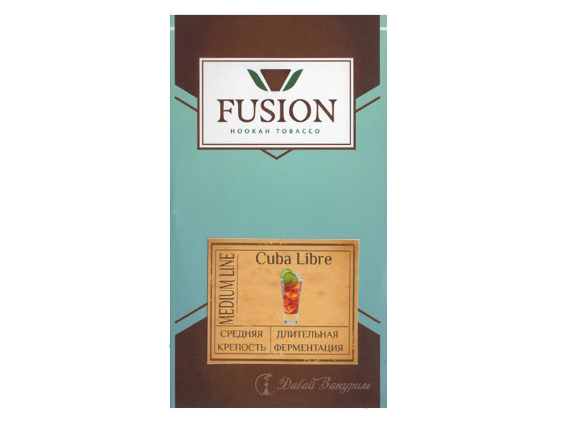 fusion-hookah-tobacco-cuba-libre-medium-line-sredniaia-krepost-dlitelnaia-fermentatsiia-izobrazhenie-na-upakovke-napitok-s-laimom-v-stakane