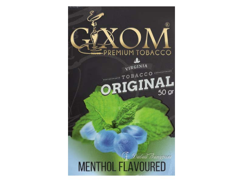 gixom-premium-tobacco-virginia-tobacco-original-50-gr-menthol-flavoured-izobrazhenie-na-pachke-stakan-s-napitkom-miata-i-golubye-ledentsy